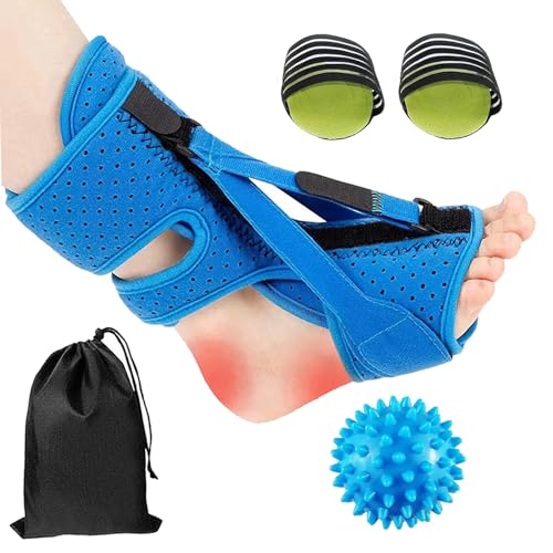 PiliStar Férula nocturna para fascitis plantar, férula de alivio de la fascitis plantar, 3 correas ajustables, con bola de masaje y correa de sujeción para ayudar a tratar la fascitis plantar, para