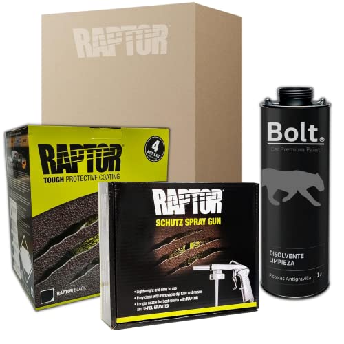 PINTURA RAPTOR 2K KIT NEGRO 4 LT + PISTOLA ESTANDAR + DISOLVENTE LIMPIEZA