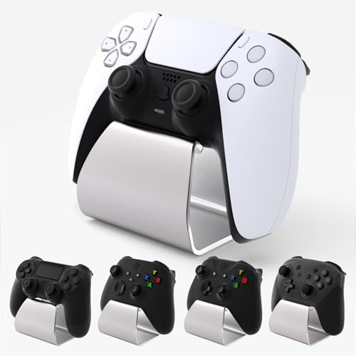 PlayVital Stand-AL Soporte de Mando para ps5, para ps4, Soporte Universal para Gamepad para Xbox Series X/S, Xbox One, Soporte Metálico de Aluminio para Switch Pro - Plateado