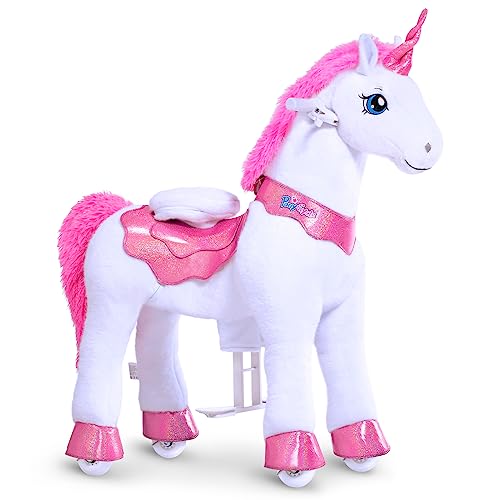 PonyCycle 2023 Nuevo Modelo E Unicornio Juguete para Niños con Freno (Unicornio Rosa/Talla 4 para 4-8 años) Unicornio Balancine Juguete para Niñas - E412