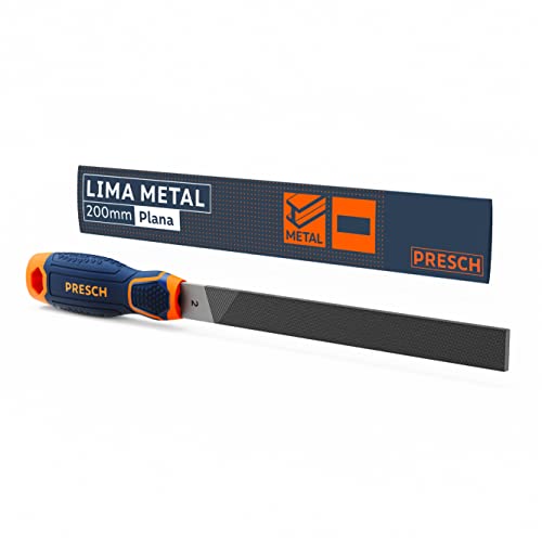 Presch Lima plana 200mm - Corte de tres lados para limar piezas en ángulo recto de metal y madera - Lima plana de alta calidad