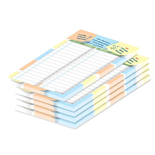 PRICARO Listado de la compra con notas magnéticas, multicolor, A6, 25 hojas, 5 unidades
