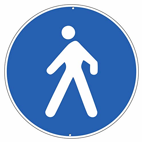 Pubblimania Área peatonal para peatones | Señal de señal de aluminio metal redondo de 3 mm de espesor para exterior Ø 30 (Área peatonal)