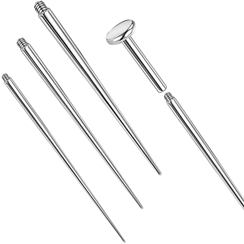 PunkTracker Kit de piercing de titanio ASTM F136 de 14 g/16 g/18 g para piercing de cartílago sin rosca para empujar en tragus, hélice, labio, nariz, hélice, joyería para cartílago, labret, Metal