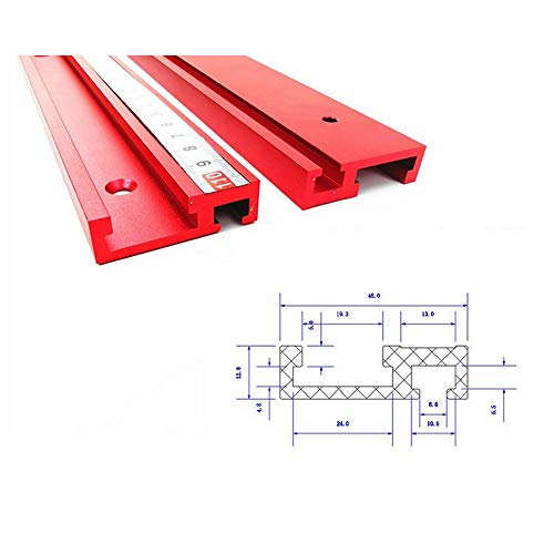 QianY-Tool 45 mm, aleación de aluminio, deslizante, sierra circular, plegable, herramienta manual de carpintería, carril en T rojo 45 tipo T ranura de inglete 800 mm T-Track