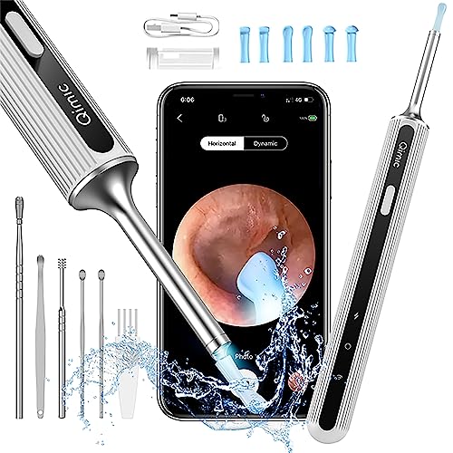 QIMIC Otoscopio 3,5mm WiFi Endoscopio con 6 LED Camara Endoscopica Inalámbrico, Kit de Limpiador de Oídos para Eliminación de Cerumen para iPhone, Tabletas y Android