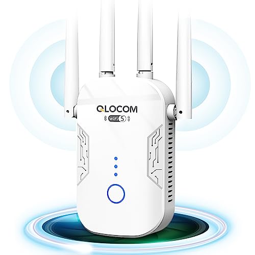 QLOCOM 2024 Nuevo Amplificador Señal WiFi 1200Mbps, Repetidor WiFi Largo Alcance Doble Banda 5GHz y 2.4GHz con WPS, WiFi Booster Compatible con Todos los Routers