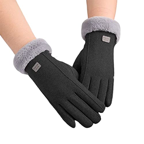 SamHeng Guantes Termicos Mujer Invierno, Guantes Mujer Invierno Tactil, Guantes Cálidos con Forro Polar para Conducción Correr Senderismo Esquiar Aire Libre Frio Guantes(Negro)