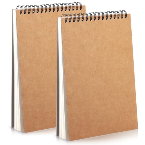 Sarsumir Bloc de Dibujo A5 Cuadernos de Bocetos, 2 Piezas Sketchbook A5 Cuaderno de Dibujo Notas con Espiral para Niños Adultos, Cuaderno de Papel 30 Hojas Libre de ácido 160GSM A5 Papel