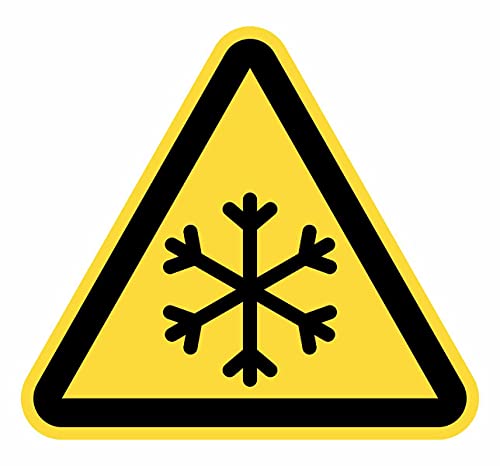 Señal Adhesiva Advertencia Riesgo Baja Temperatura 5 uds de 15 cm Pegatina Triangulo Amarillo Señalización Peligro (15 cm, Baja Temperatura)