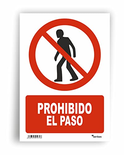 Señal Prohibido el Paso - Plastico PVC 0.7mm Resistente y Duradero - Medidas 21 x 30 cm - Cartel Prohibido el Paso para interior como exterior - Señalización para restringir accesos.