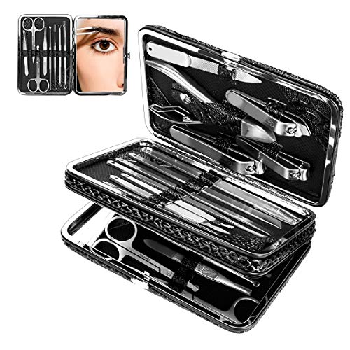 Set de manicura, CestMall 21pcs Kit de pedicura para cortaúñas Kit de manicura profesional de acero inoxidable para hombres Mujeres Herramientas para el cuidado de las uñas Kits de aseo personal