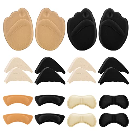 Sibba 10 pares de almohadillas de tacón alto, relleno de zapatos incluye insertos de relleno de dedo del pie ajustables, plantillas delanteras, apretones de talón, insertos de forro