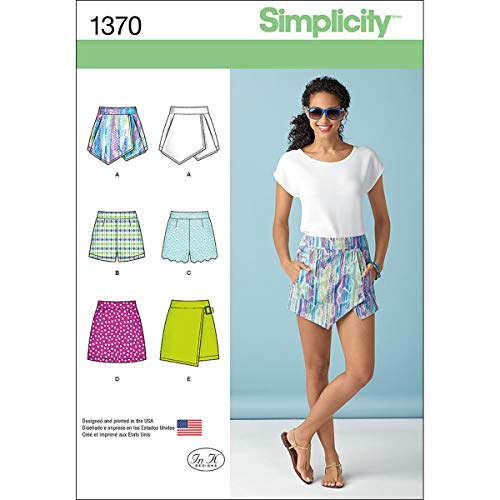 Simplicity 1370 tamaño D5 patrón de Costura para Pantalones Cortos patrón de Costura para Falda y Falda