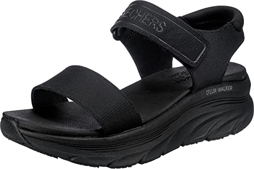 Skechers D'LUX WALKER NEW BLOCK, Sandalias deportivas para Mujer, Black Mesh, 39 EU