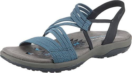 Skechers REGGAE SLIM SKECH APPEAL, Sandalias de Punta Descubierta para Mujer, Azul Marino (Navy Gore), 39 EU