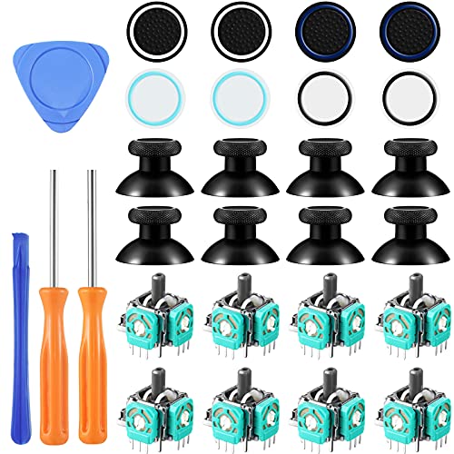 Skylety 28 Piezas Set Reparación de Palanca de Mando 8 Tapas de Silicona de Palanca de Pulgar Compatible con Xbox One, Destornillador Estrella T6 T8, 8 Palancas Mando 3D, 8 Tapas Silicona