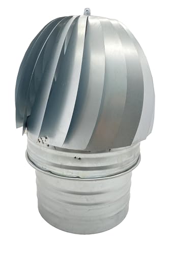 Sombrero Chimenea Extractor de Humo Giratorio de Viento en Acero Galvanizado, capuchón chimenea giratorio para salida de humo (200MM)