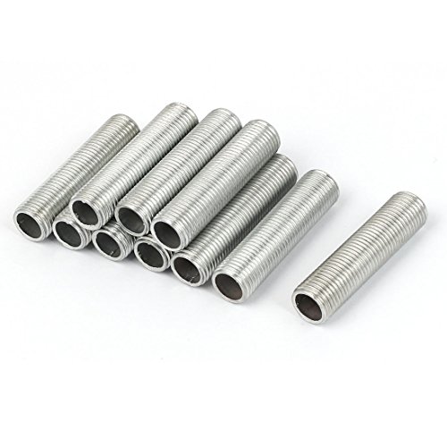 sourcing map M10 1mm Paso Boquilla Roscada de Tubo de Aleación de Zinc de Reparación Parte de Lámpara 40mm Largo 10pcs