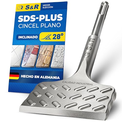 S&R Cincel SDS Plus Azulejos y Baldosas 180/165 x 75 mm ángulado 28° MADE IN GERMANY/Calidad Industrial para Martillo Perforador