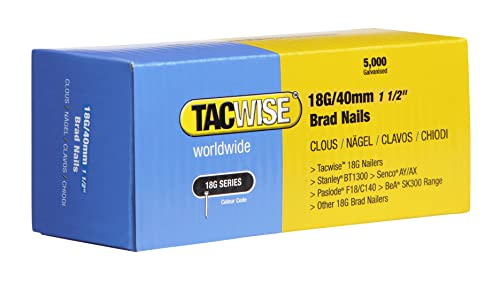 Tacwise 0400 Clavos Brad Galvanizados de Tipo 18G / 40 mm, Paquete de 5.000