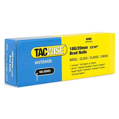 TACWISE 1709 Clavos Brad Galvanizados de Tipo 18G/20 mm, Paquete de 4000