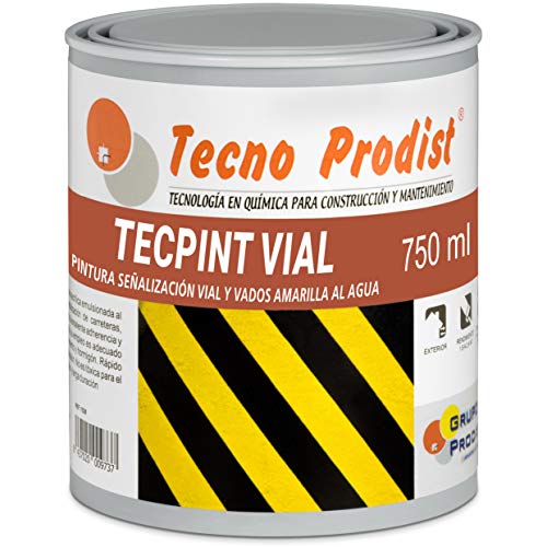 Tecno Prodist TECPINT VIAL (750 ml) - AMARILLO Pintura al agua, para señalización vial, especial para vados, secado rápido, no tóxica, Sin olor