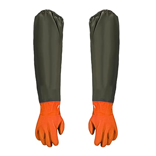 thirei Guantes de Estanque, Guantes Largos de Goma Impermeables, Guantes Gruesos Para el Cuidado del Acuario y del Estanque, Guantes de Jardinería, 70 cm, 1 Par