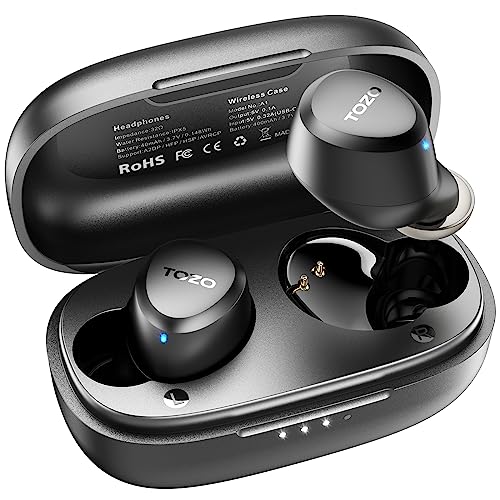 TOZO Auriculares Inalámbricos, A1 Mini Auriculares Bluetooth 5.3 con HD Micrófono, Cascos Inalambricos Bluetooth Sonido Premium Inmersivo, Reproducción 32H, (Compatible para Orejas pequeñas), Negro