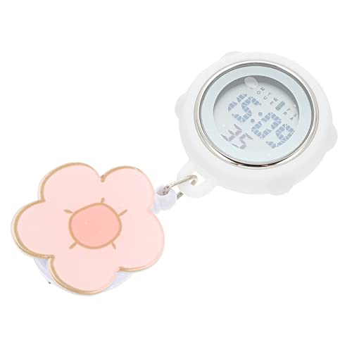 UKCOCO Reloj De Bolsillo Para Enfermera - Reloj De Enfermera Digital Retráctil Reloj De Bolsillo Para Enfermera Con Flores Lindo Clip Con Broche Con Cubierta De Silicona, Como muestra 2, 9.5X4.2CM