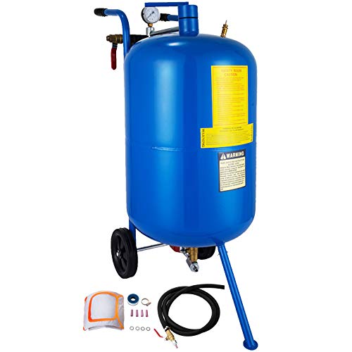 VEVOR Máquina de Chorro de Arena, 75 L Presión de Funcionamiento 60-125 psi Acero Chorro de Arena Móvil, 4 Boquillas de Cerámica 2 Ruedas Chorreadora de Arena para Eliminar Pintura u Óxido