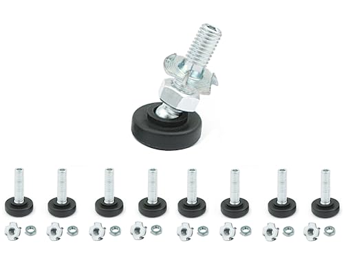 VICHOME 8 Patas niveladoras Regulables para Muebles con articulación, M8x32mm, Incluye Tuercas de Montaje y de fijación. (8)