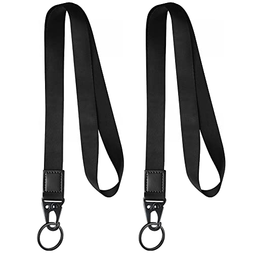 Vicloon Cordón Cuello para Key, 2Pcs Cordones de Insignia, con Hebilla de Olécranon, Correa para Cuello, Llavero Cordón, para Llavero, Tarjeta de Estudiante, Tarjeta de Autobús - Negro