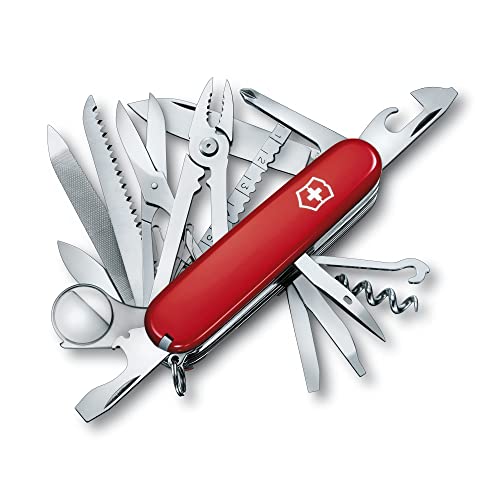 Victorinox Swiss Champ Army Knife Navaja suiza multiusos con 33 funciones, incluyendo alicates combinados, alfiler, alicates y tijeras, de color rojo