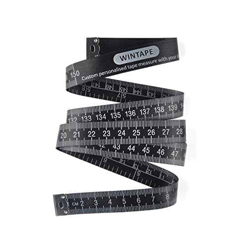 WINTAPE WINTAPE - Cinta métrica corporal de doble cara, cinta de doble cara, cinta de costura, cinta suave para medidas familiares, contorno de pecho/cintura, 60 pulgadas/150 cm (16 mm), color negro