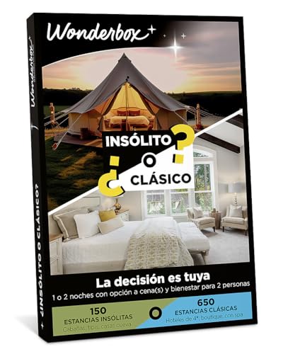 Wonderbox - Caja Regalo - Insólito o clásico - 800 estancias insólitas o clásicas a Elegir Entre hoteles hasta 4*, cabañas, Casas Rurales en la Naturaleza, hoteles con SPA...