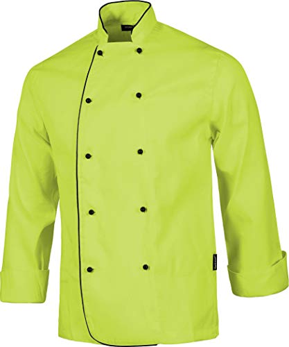 Work Team Chaqueta Cocina Unisex con Botones de Seguridad y Vivos a Contraste. Hombre Verde Lima M