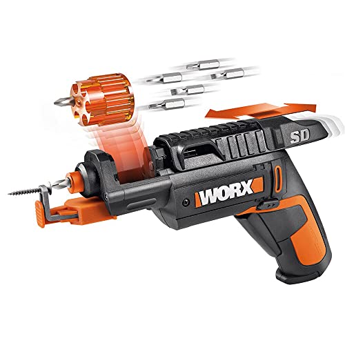 WORX WX255 | Atornillador 4V | Cambio automático de puntas | Adaptador sujeta tornillos | Incluye kit de puntas | luz LED | Ligero y compacto | Eficiencia de atornillado