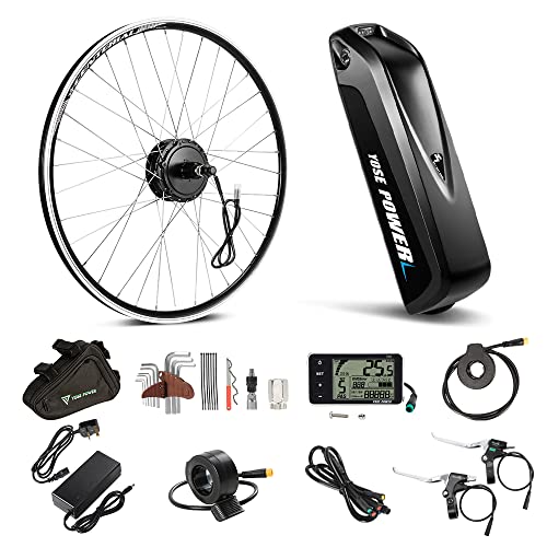 YOSE POWER Kit de conversión de Bicicleta eléctrica de 28'' 36V350W Motor Trasero, Kit de conversión de Bicicleta eléctrica de 28" (700C) para Casete con Controlador Integrado Batería Hailong 36V13Ah