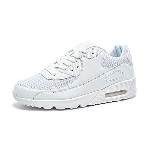 Zapatillas de Deportivas Mujer Zapatos para Correr Hombre Calzado Deportivo Sneakers Caminar Tenis Zapatillas de Running Fitness Malla Blanco EU41