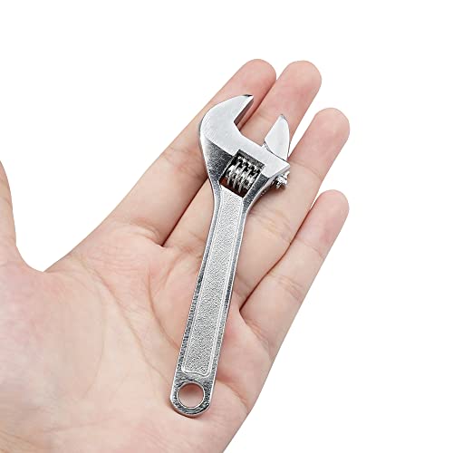 ZoZoMaiy Llave Inglesa Ajustable, Llave ajustable de 4 pulgadas Longitud 100mm para Baños, Lavabos, Apretar o Aflojar Tuercas y Pernos(plata)